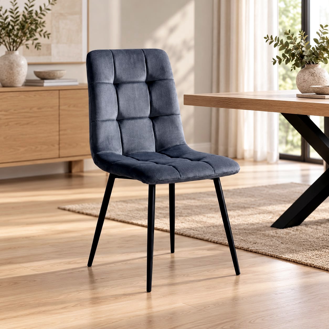 Silla Berlín, terciopelo gris azulado
