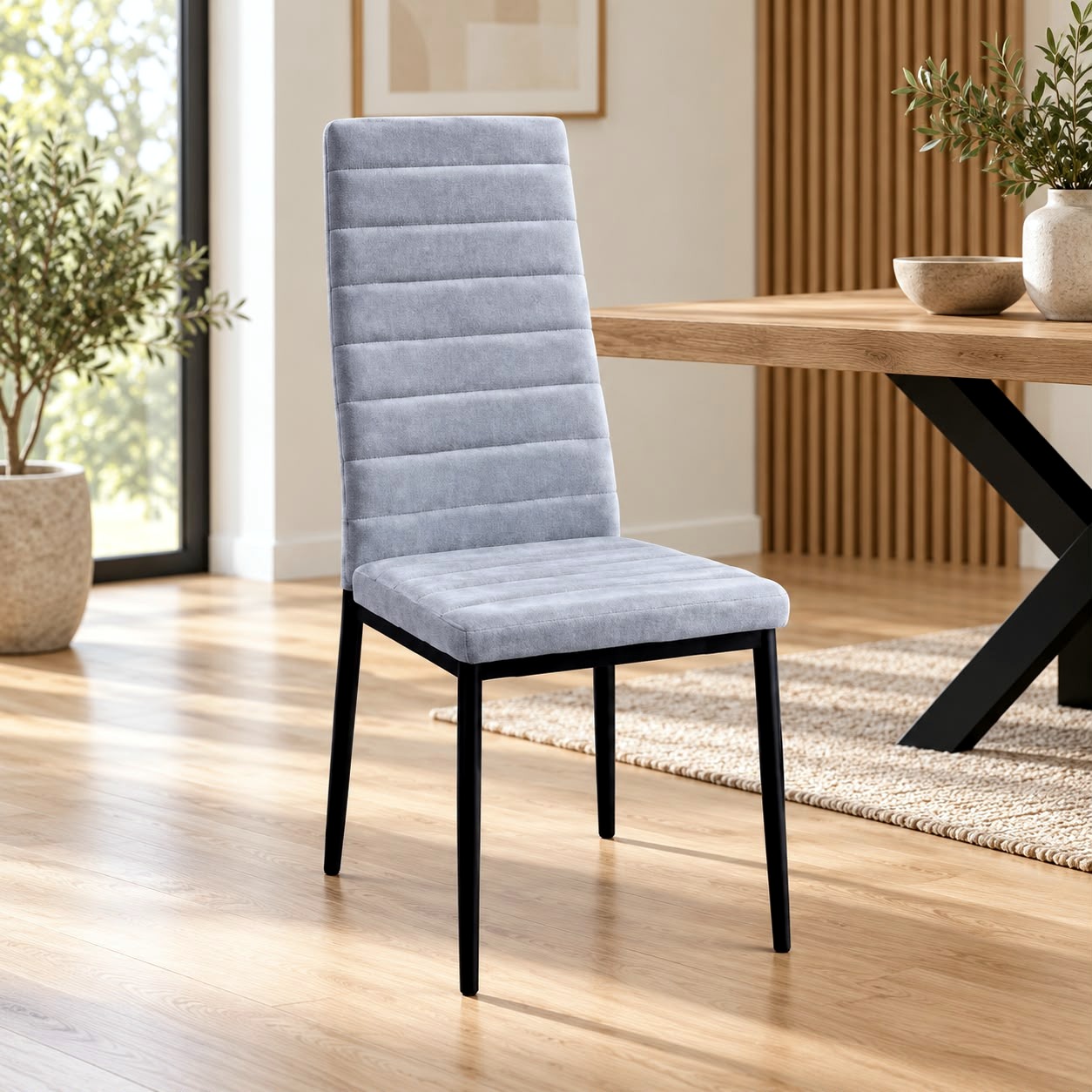 Silla Venecia, terciopelo gris